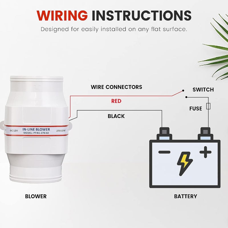 DC HOUSE 4'' Electric in-Line Marine Bilge Air Boat Blower 12V 270 CFM Quite - Image 4